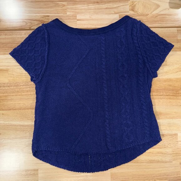 Free People Baby Cable Tee Women's XL Blue - Picture 8 of 8
